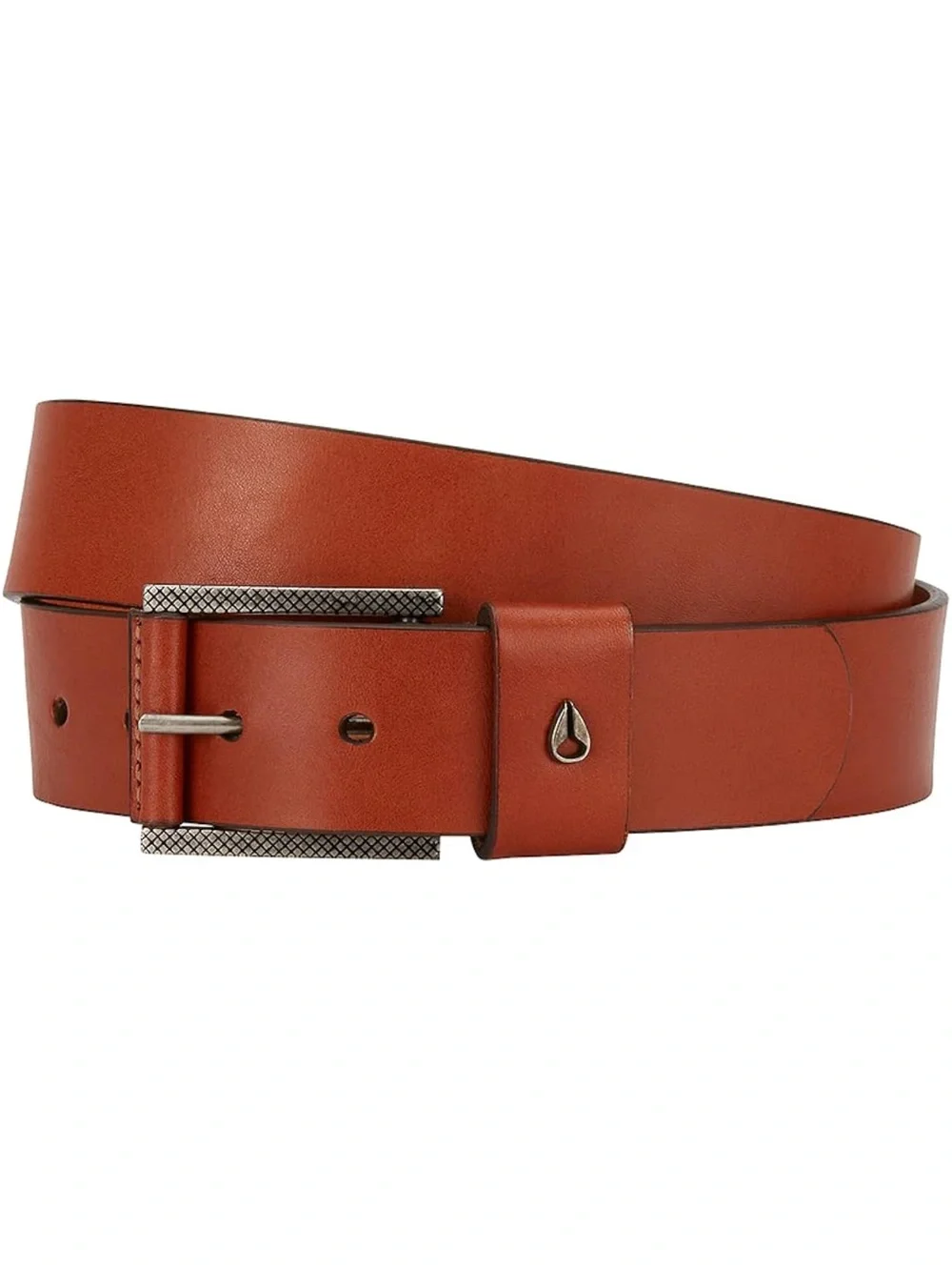 🤎Nixon Americana Slim Brown Leather Belt w Silver Buckle • Unisex